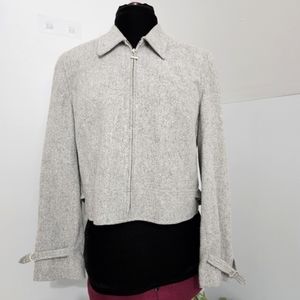 Lauren Ralph Lauren Wool Angora Blend Gray Zip Up Suit Blazer Jacket Size 12